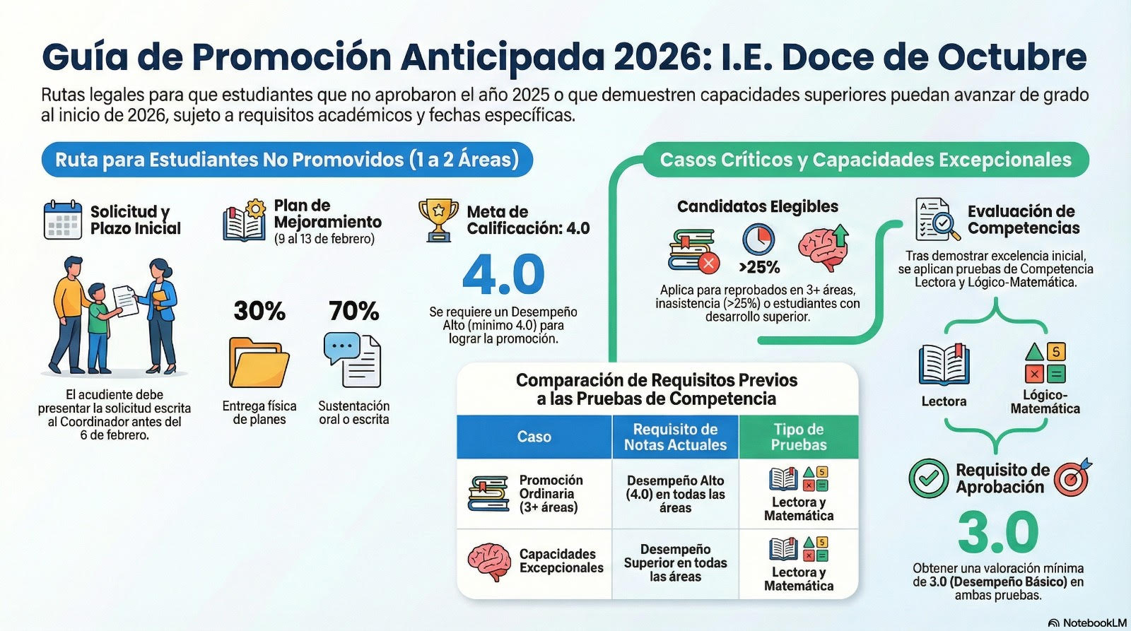 La Institución Educativa Doce de Octubre presenta la Guía de Promoción Anticipada 2026 como una alternativa académica que permite a los estudiantes poder avanzar, en cumplimiento de criterios claros, justos y debidamente establecidos.